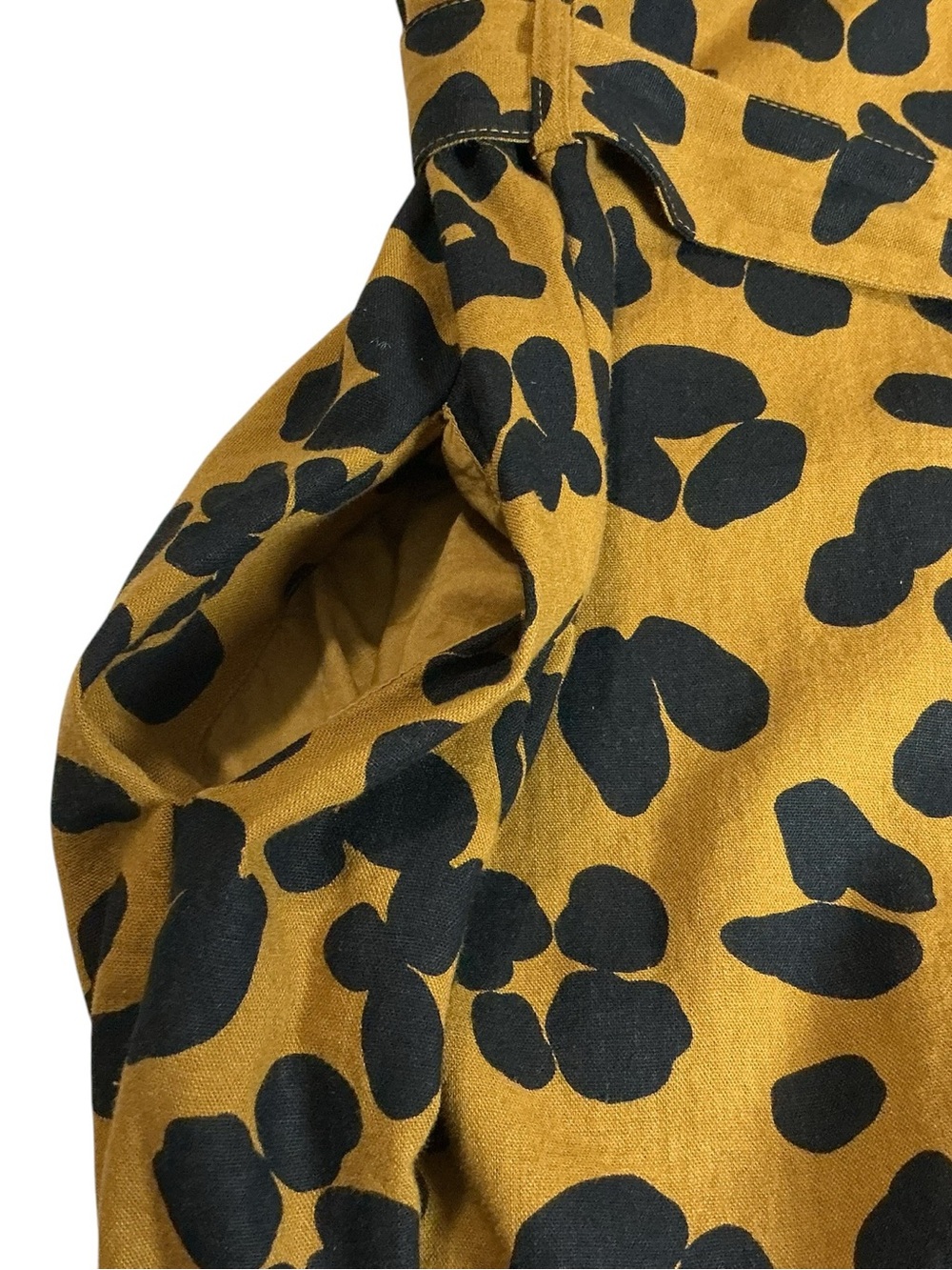 Who What Wear Linen Blend Midi Shirtdress XXL Mustard Tan Leopard Print Belted - Picture 7 of 13